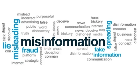 Misinformation animated word cloud, text design animation. Stock Footage 78990339