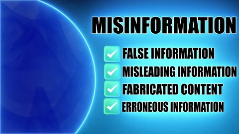 Misinformation - Black text on blue neon background Stock Footage 302715933