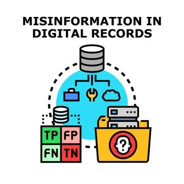 Misinformation in digital records management concept Stock Illustration