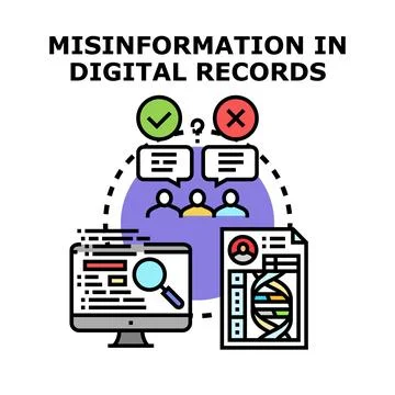 Misinformation in digital records verifying data accuracy 库存插图