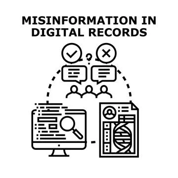 Misinformation in digital records verifying data accuracy Stockillustratie
