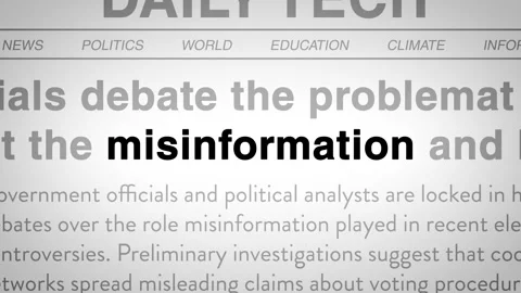 Misinformation Headlines, Bold Text, Flashing Words, News Stories, Close-Up Stock Footage 322192816