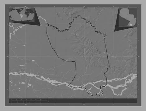 Misiones, Paraguay. Bilevel elevation map with lakes and rivers イラスト素材