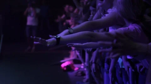 Misk, Belarus - May 15, 2017: Girls try to touch the performer at the concert. Stock Footage 103679740