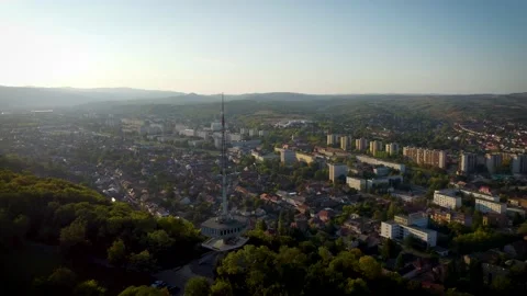 Miskolc town over the mountain with an old TV station functioning as 動画素材 218435689