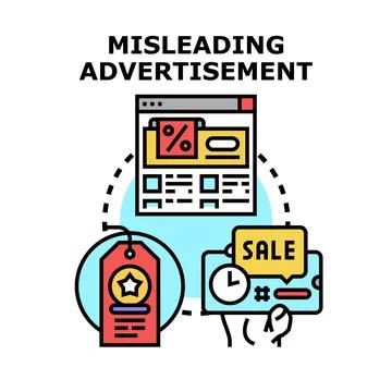 Misleading advertisement concept creating dishonest marketing and deceptive.. Stock Illustration