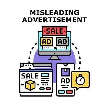 Misleading advertisement concept vector illustration design Stock Illustration
