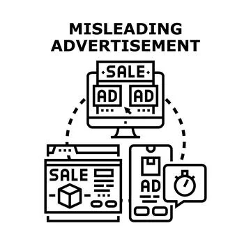 Misleading advertisement concept vector illustration design Stock Illustration