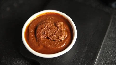 Miso paste spice thick soybean paste for cooking Japanese food tasty snack food Stock Footage 317105111