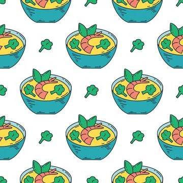 Miso soup seamless pattern Asian food イラスト素材