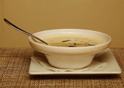 Miso soup in white dish Stock Photos