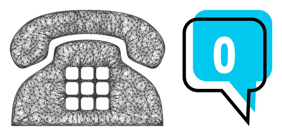 Misplaced 0 Message Cloud and Hatched Tone Phone Icon 스톡 일러스트