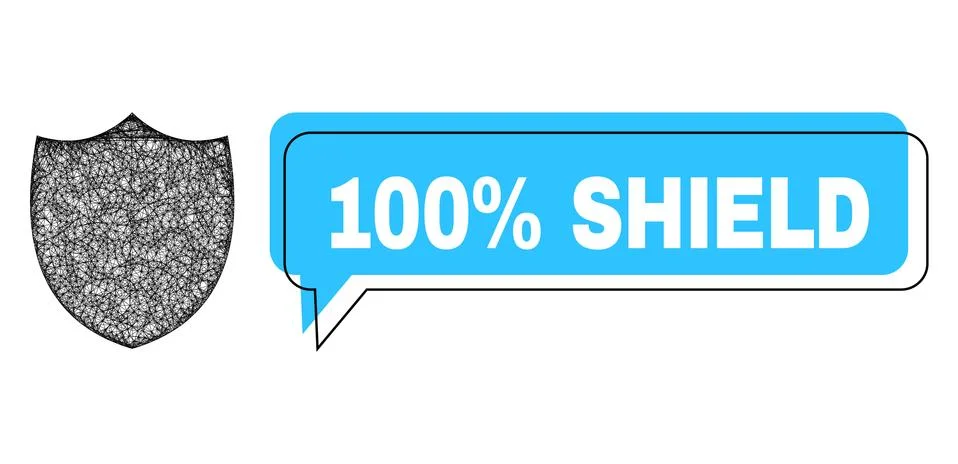 Misplaced 100% Shield Conversation Bubble and Net Mesh Shield Icon Stock Illustration