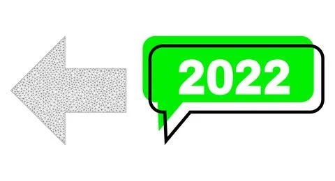 Misplaced 2022 Green Message Cloud and Mesh Wireframe Arrow Left Stock Illustration