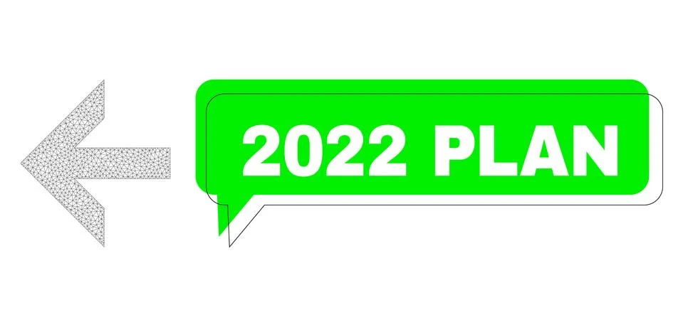Misplaced 2022 Plan Green Message Frame and Mesh Network Arrow Left Stock Illustration