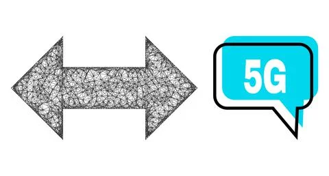 Misplaced 5G Conversation Bubble and Net Mesh Horizontal Exchange Arrows Icon 스톡 일러스트