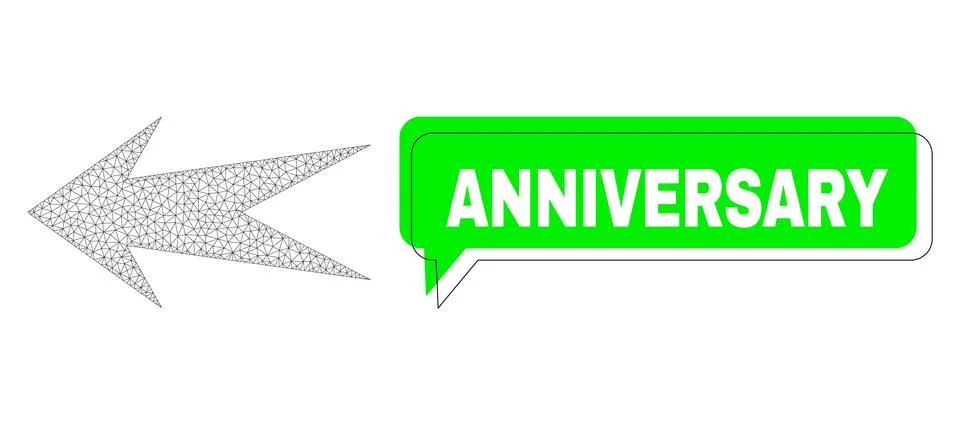 Misplaced Anniversary Green Message Cloud and Mesh Wireframe Arrow Left 스톡 일러스트