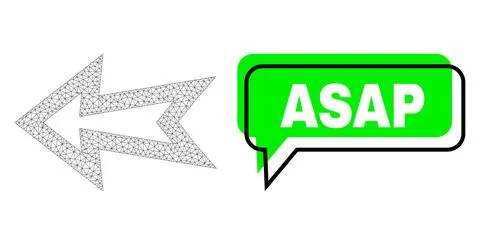 Misplaced Asap Green Message Cloud and Mesh 2D Arrow Left Stock Illustration