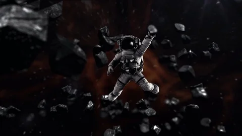 Misplaced astronaut in orbit lost in space Stock Footage 116479162