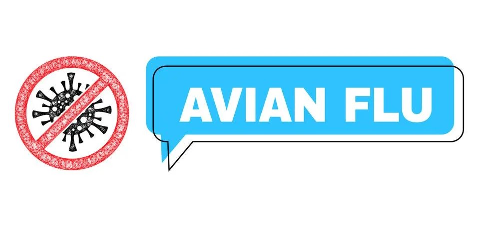 Misplaced Avian Flu Speech Bubble and Net Stop Coronavirus Icon Stock Illustration
