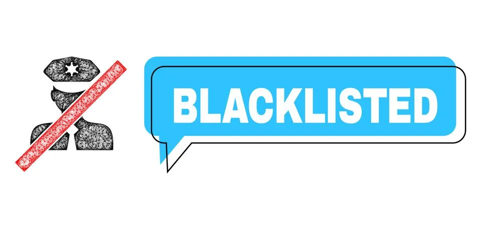 Misplaced Blacklisted Chat Cloud and Network Blacklisted Policeman Icon Stock Illustration