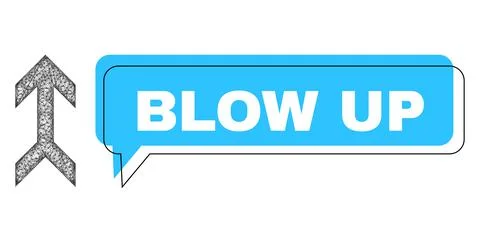Misplaced Blow Up Message Cloud and Net Mesh Arrow Up Icon Ilustração Stock
