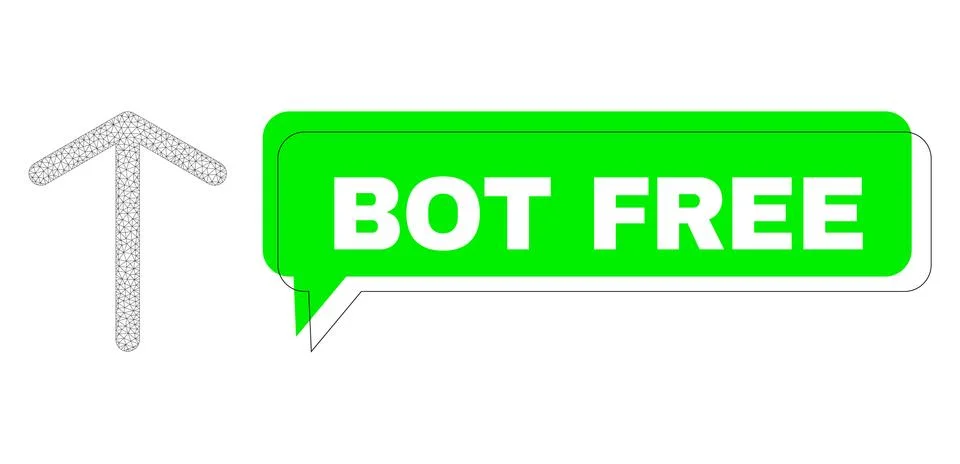 Misplaced Bot Free Green Message Cloud and Mesh Wireframe Arrow Up 스톡 일러스트