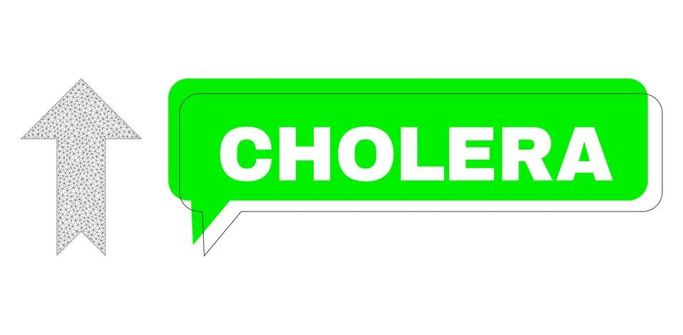 Misplaced Cholera Green Text Cloud and Mesh Carcass Arrow Up 스톡 일러스트