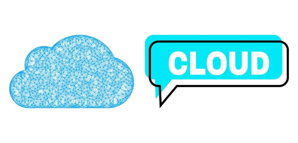 Misplaced Cloud Message Bubble and Net Cloud Icon Illustrazione stock