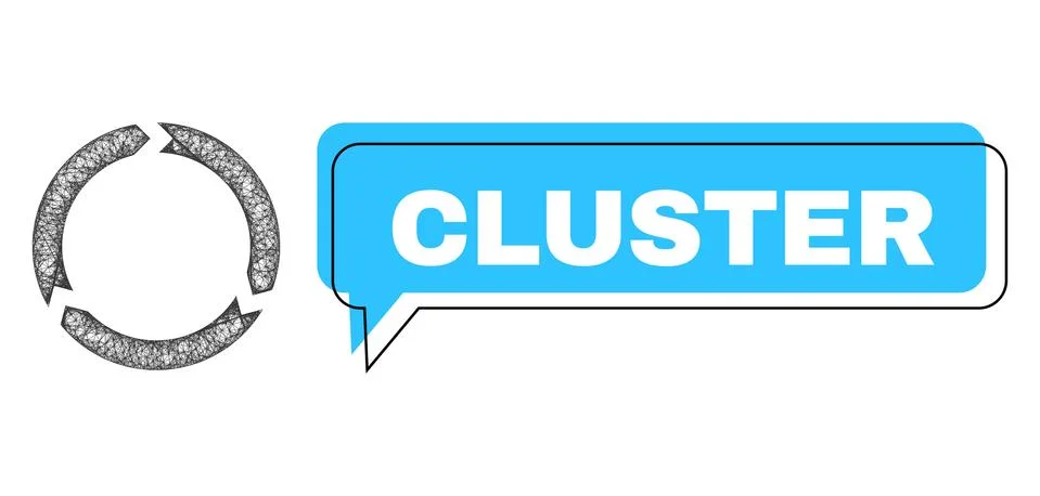 Misplaced Cluster Speech Bubble and Hatched Rotation Icon イラスト素材