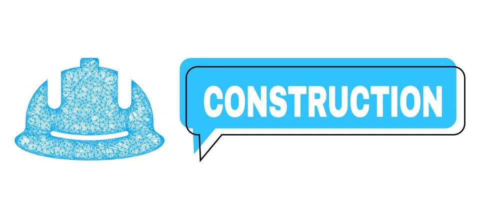 Misplaced Construction Speech Cloud and Net Construction Helmet Icon Stock Illustration