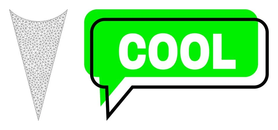 Misplaced Cool Green Text Cloud and Mesh 2D Arrowhead Down Illustrazione stock