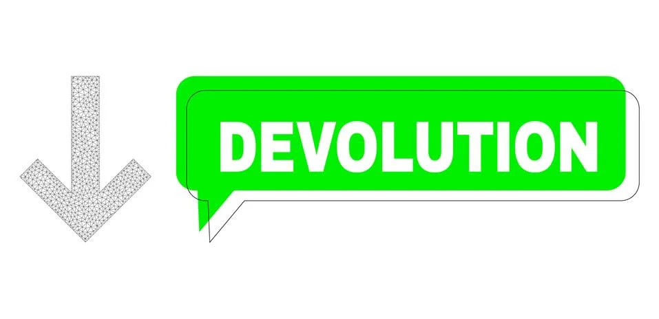 Misplaced Devolution Green Message Frame and Mesh Carcass Arrow Down Stock Illustration