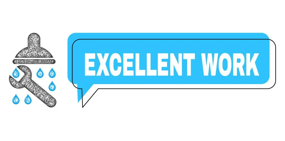 Misplaced Excellent Work Message Frame and Linear Shower Plumbing Icon Stock Illustration