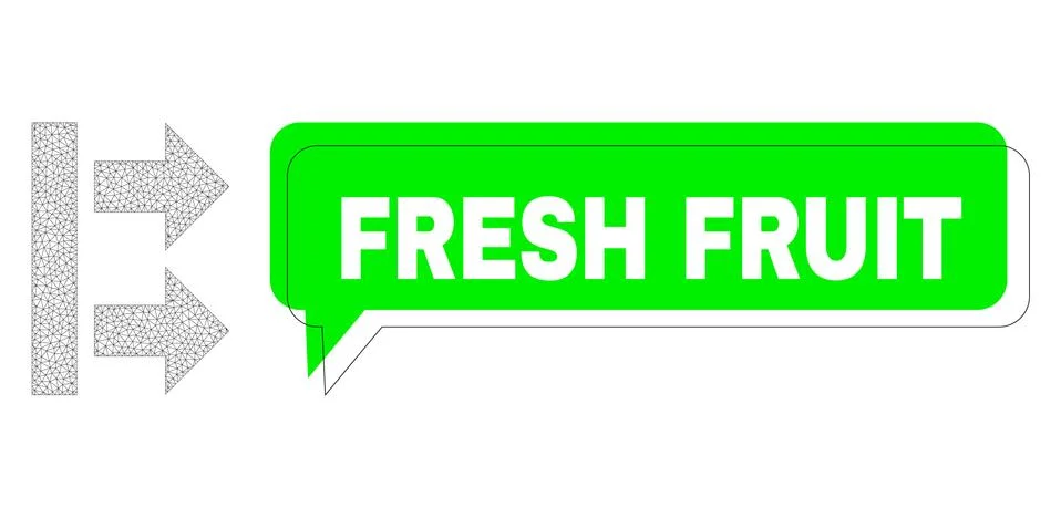 Misplaced Fresh Fruit Green Chat Cloud and Mesh Wireframe Bring Right Stock Illustration