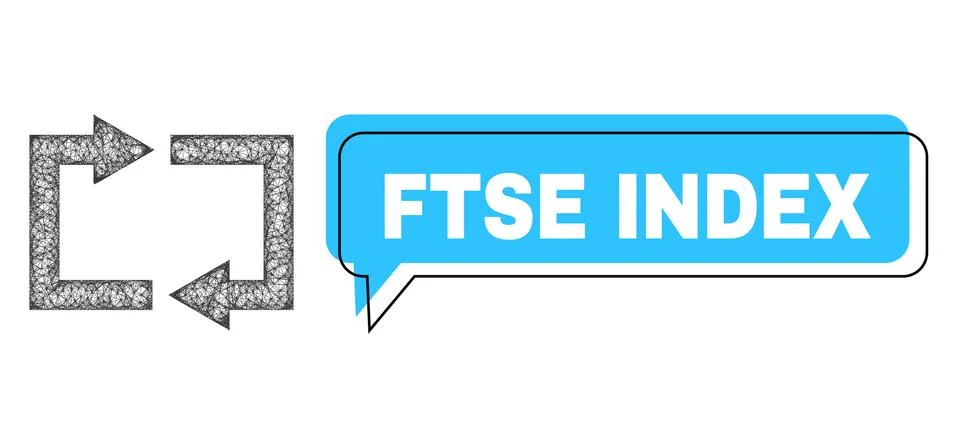 Misplaced Ftse Index Speech Cloud and Network Exchange Arrows Icon 스톡 일러스트