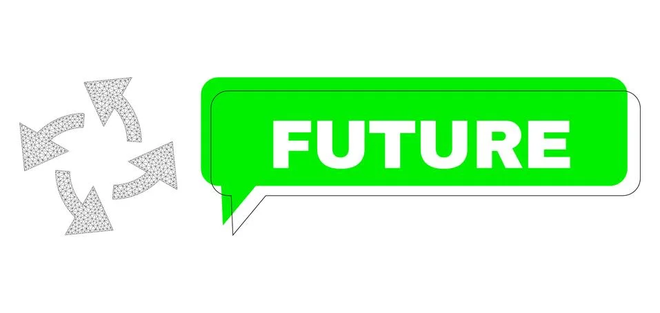 Misplaced Future Green Chat Frame and Mesh Network Centrifugal Arrows 스톡 일러스트
