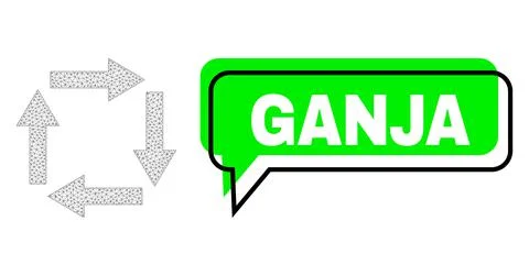 Misplaced Ganja Green Message Frame and Mesh Wireframe Circulation Arrows イラスト素材