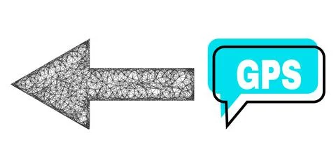 Misplaced GPS Speech Cloud and Net Mesh Arrow Left Icon Illustrazione stock