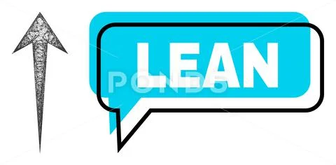 Misplaced Lean Conversation Frame and Net Arrow Up Icon: Graphic #145506729