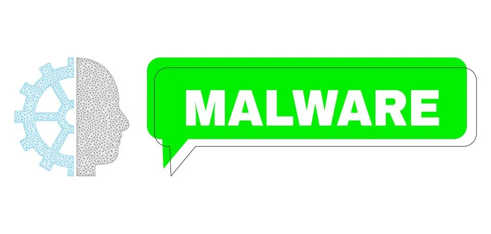 Misplaced Malware Green Chat Cloud and Mesh Network Cyborg Gear Illustrazione stock