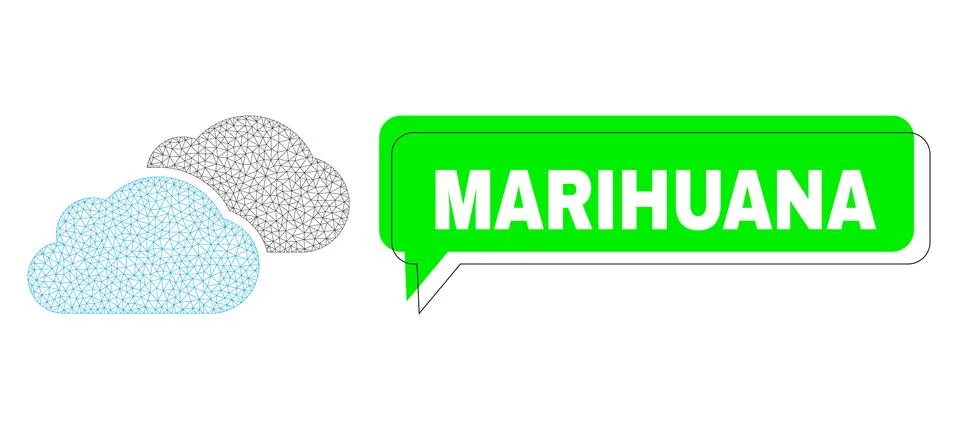 Misplaced Marihuana Green Text Cloud and Mesh Wireframe Clouds Stock Illustration