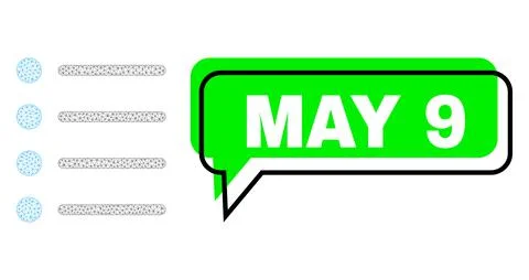 Misplaced May 9 Green Text Cloud and Mesh Wireframe Items 스톡 일러스트