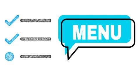 Misplaced Menu Chat Cloud and Net Mesh Checklist Icon 스톡 일러스트