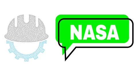 Misplaced NASA Green Text Cloud and Mesh Carcass Development Hardhat Illustrazione stock