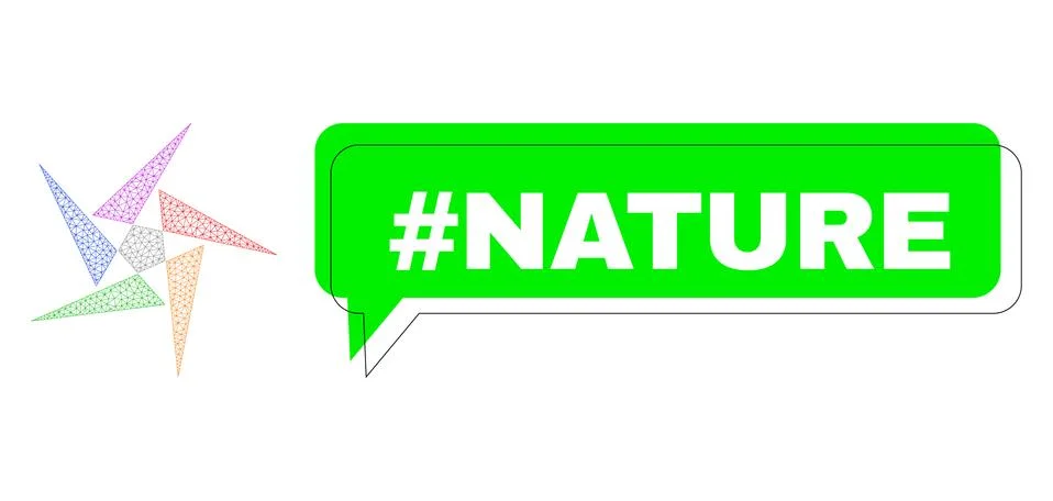 Misplaced #Nature Green Text Frame and Mesh 2D Abstraction Illustrazione stock