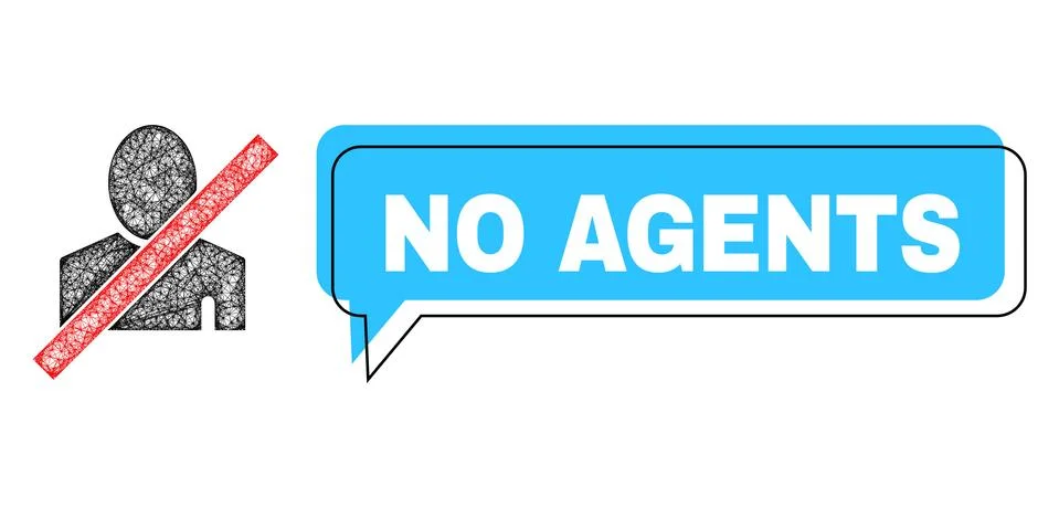 Misplaced No Agents Chat Cloud and Hatched Blacklisted Man Icon 스톡 일러스트