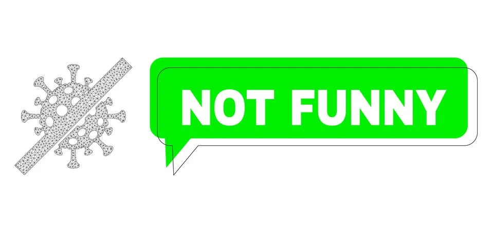 Misplaced Not Funny Green Chat Cloud and Mesh Wireframe No Covid Virus Stock Illustration