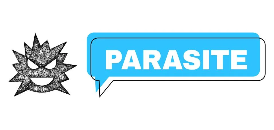 Misplaced Parasite Message Cloud and Linear Virus Cell Icon Illustration
