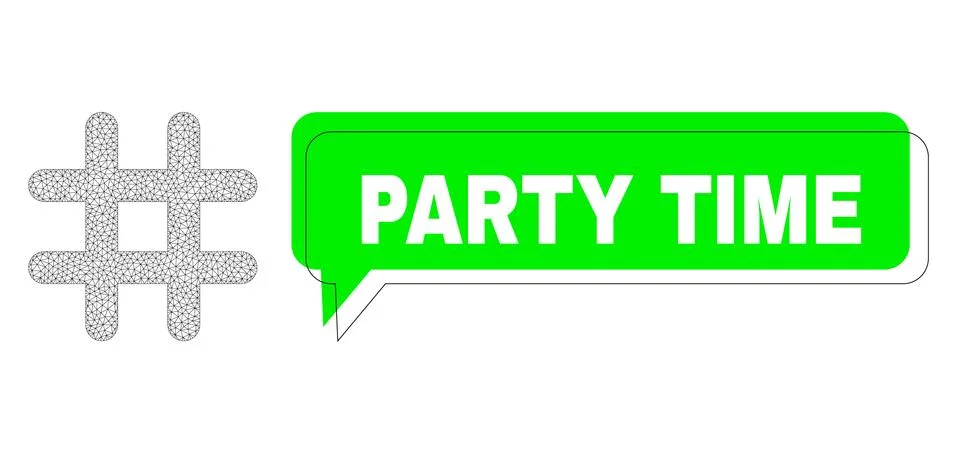 Misplaced Party Time Green Text Balloon and Mesh 2D Prison Illustrazione stock